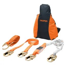 Kit contra caídas con arnes de tres anillos ANSI Truper 100887 Truper-Kit contra caídas con arnes de tres anillos ANSI Truper 10