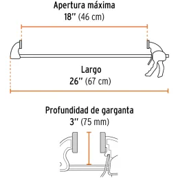 Prensas de ajuste rapido 18" uso rudo Truper 102629 Truper-Prensas de ajuste rapido 18" uso rudo Truper 102629 Cuerpo de nylon p