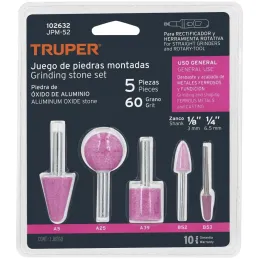 Juegos de 5 piedras montadas zanco 1/4" y 1/8" UsoGeneral Truper 102632 Truper-Juegos de 5 piedras montadas zanco 1/4" y 1/8" Us