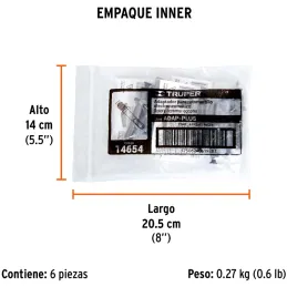 Adaptador para rotomartillos SDS PLUS Truper 14654 Truper-Adaptador para rotomartillos SDS PLUS Truper 14654 Convierte salida SD