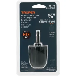 Mandriles Chucks cierre rápido 3/8" con adaptador Hex de 1/4" Truper 102474 Truper-Mandriles Chucks cierre rápido 3/8" con adapt