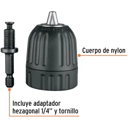 Mandriles Chucks cierre rápido 3/8" con adaptador Hex de 1/4" Truper 102474 Truper-Mandriles Chucks cierre rápido 3/8" con adapt