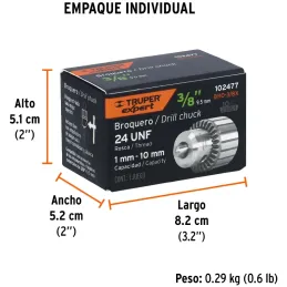Mandriles Chucks uso rudo con llave, 3/8", Truper 102477 Truper-Mandriles Chucks uso rudo con llave, 3/8", Truper 102477 Firme s