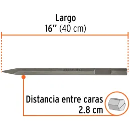 Cinceles de punta x20" ZHexagonal Para MartilloDemoledor Hex Truper 101230 Truper-Cinceles de punta x20" ZHexagonal Para Martill