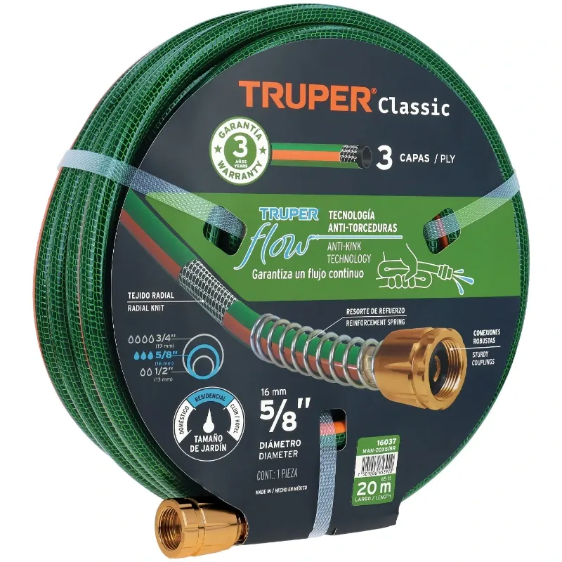 Mangueras 5/8" x20m 3capas Reforzada ConexionesMetalicas Truper 16037 Truper-Mangueras 5/8" x20m 3capas Reforzada ConexionesMeta