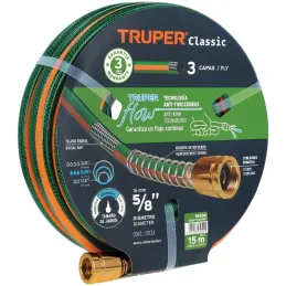 Mangueras 5/8" x15m 3capas Reforzada ConexionesMetalicas Truper 16036 Truper-Mangueras 5/8" x15m 3capas Reforzada ConexionesMeta
