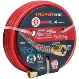 Mangueras 5/8" x25m 4capas SReforzada ConexionesMetalicas Truper 16039 Truper-Mangueras 5/8" x25m 4capas SReforzada ConexionesMe