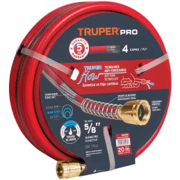 Mangueras 5/8" x20m 4capas SReforzada ConexionesMetalicas Truper 16035 Truper-Mangueras 5/8" x20m 4capas SReforzada ConexionesMe