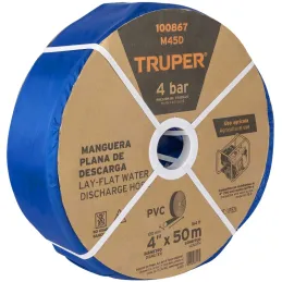 Rollos Mangueras Plana 4" x100m Descarga para motobombas Truper 100867 Truper-Rollos Mangueras Plana 4" x100m Descarga para moto