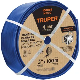 Rollos Mangueras Plana 3" x100m Descarga para motobombas Truper 100866 Truper-Rollos Mangueras Plana 3" x100m Descarga para moto