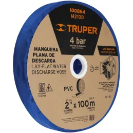 Rollos Mangueras Plana 2" x100m Descarga para motobombas Truper 100864 Truper-Rollos Mangueras Plana 2" x100m Descarga para moto