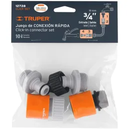 Juego de 5 conectores Sistema click 3/4" ABS Conexiones Rapidas Grifo Truper 12728 Truper-Juego de 5 conectores Sistema click 3/