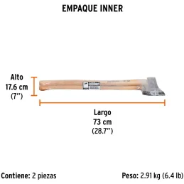 Hacha europeo 800g MangoHickory 28" Truper 101768 Truper-Hacha europeo 800g MangoHickory 28" Truper 101768 Cabeza en acero al ca