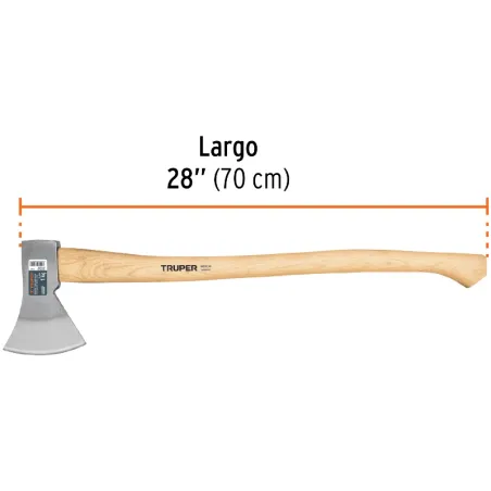 Hacha europeo 800g MangoHickory 28" Truper 101768 Truper-Hacha europeo 800g MangoHickory 28" Truper 101768 Cabeza en acero al ca