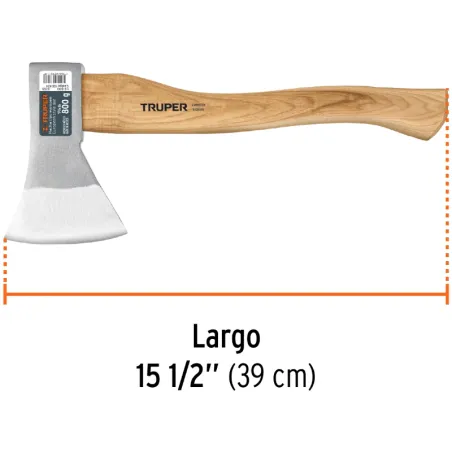 Hacha europeo 800g MangoHickory 15-1/2" Truper 100494 Truper-Hacha europeo 800g MangoHickory 15-1/2" Truper 100494 Cabeza en ace