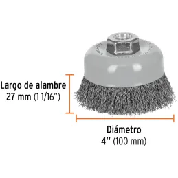 Cardas Copa 4" Ondulado Fino M14 Truper 100858 Truper-Cardas Copa 4" Ondulado Fino M14 Truper 100858 Fabricada en acero al carbo