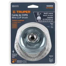 Cardas Copa 4" Ondulado Fino M14 Truper 100858 Truper-Cardas Copa 4" Ondulado Fino M14 Truper 100858 Fabricada en acero al carbo