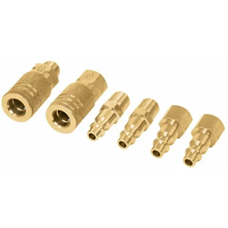  Juego de Acoples y Conectores de Laton 6 Piezas, Conexion Rapida, 1/4 NPT, CORAL-6 18075 Truper 29.661017 Juego de Acoples y Co