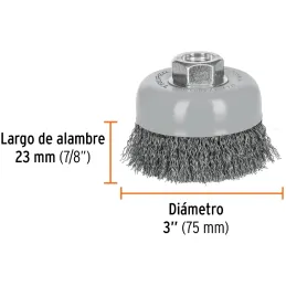 Cardas Copa 3" Ondulado Fino Multirosca Truper 100857 Truper-Cardas Copa 3" Ondulado Fino Multirosca Truper 100857 Fabricada en 