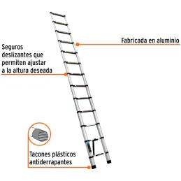 Escaleras Telescopica 13 peldaños T2 102kg Plegable Aluminio Truper 101904 Truper-Escaleras Telescopica 13 peldaños T2 102kg Ple
