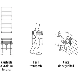 Escaleras Telescopica 13 peldaños T2 102kg Plegable Aluminio Truper 101904 Truper-Escaleras Telescopica 13 peldaños T2 102kg Ple