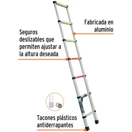 Escaleras Telescopica 7 peldaños T2 102kg Plegable Aluminio Truper 101903 Truper-Escaleras Telescopica 7 peldaños T2 102kg Plega