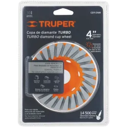 Copas de diamantes Turbo 4" DesbastePulidoNivelar Concreto E7/8 Truper 12258 Truper-Copas de diamantes Turbo 4" DesbastePulidoNi
