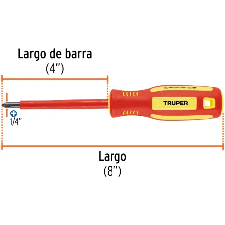 Desarmador Estrella 1/4" x4" Aislado 1000V Truper 102241 Truper-Desarmador Estrella 1/4" x4" Aislado 1000V Truper 102241 Punta d