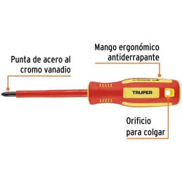Desarmador Estrella 1/4" x4" Aislado 1000V Truper 102241 Truper-Desarmador Estrella 1/4" x4" Aislado 1000V Truper 102241 Punta d