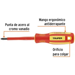 Desarmador Estrella 3/16" x3" Aislado 1000V Truper 102240 Truper-Desarmador Estrella 3/16" x3" Aislado 1000V Truper 102240 Punta