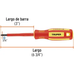 Desarmador Estrella 3/16" x3" Aislado 1000V Truper 102240 Truper-Desarmador Estrella 3/16" x3" Aislado 1000V Truper 102240 Punta