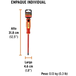 Desarmador Plano 1/4" x6" Aislado 1000V Truper 102243 Truper-Desarmador Plano 1/4" x6" Aislado 1000V Truper 102243 Punta de acer