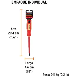 Desarmador Plano 7/32" x5" Aislado 1000V Truper 102242 Truper-Desarmador Plano 7/32" x5" Aislado 1000V Truper 102242 Punta de ac