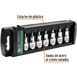 Juego de Dados cuadro 7Piezas Punta Torx Truper 102237 Truper-Juego de Dados cuadro 7Piezas Punta Torx Truper 102237 Fabricados 
