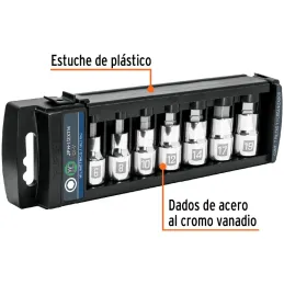 Juego de Dados cuadro 7Piezas Punta hexagonal Milimetrico Truper 102238 Truper-Juego de Dados cuadro 7Piezas Punta hexagonal Mil