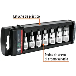 Juego de Dados cuadro 7Piezas Punta hexagonal Pulgadas STD Truper 102239 Truper-Juego de Dados cuadro 7Piezas Punta hexagonal Pu