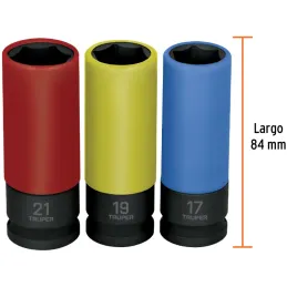 Juego de Dados Impacto 3u Milimetrico Tubulares Cproteccion Polipropileno Truper 100942 Truper-Juego de Dados Impacto 3u Milimet