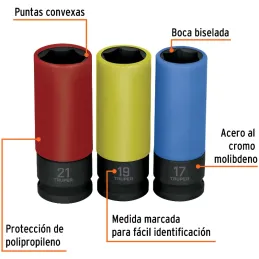 Juego de Dados Impacto 3u Milimetrico Tubulares Cproteccion Polipropileno Truper 100942 Truper-Juego de Dados Impacto 3u Milimet