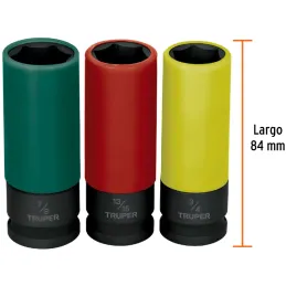 Juego de Dados Impacto 3u PulgadasTubulares Cproteccion Polipropileno Truper 100941 Truper-Juego de Dados Impacto 3u PulgadasTub