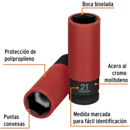 Dados 21mm E1/2 Impacto Tubulares Hexagonales Con Polipropileno Truper 100905 Truper-Dados 21mm E1/2 Impacto Tubulares Hexagonal
