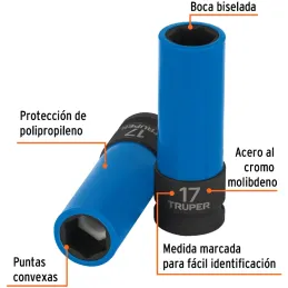 Dados 17mm E1/2 Impacto Tubulares Hexagonales Con Polipropileno Truper 100930 Truper-Dados 17mm E1/2 Impacto Tubulares Hexagonal