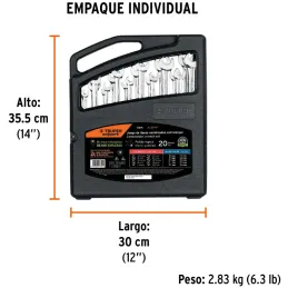 Juegos de 20 Llaves Combinadas extralargas STD y MM Expert Truper 13691 Truper-Juegos de 20 Llaves Combinadas extralargas STD y 