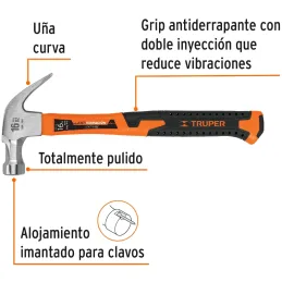 Martillos 16oz Cabeza Americana C28mm Ucurva MFibraVidrio13" Truper 16710 Truper-Martillos 16oz Cabeza Americana C28mm Ucurva MF
