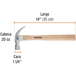 Martillos 16oz Cabeza Americana C31mm Ucurva MMadera13" Truper 16753 Truper-Martillos 16oz Cabeza Americana C31mm Ucurva MMadera