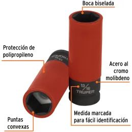 Dados 13/16" E1/2 Impacto Tubulares Hexagonales Con Polipropileno Truper 100928 Truper-Dados 13/16" E1/2 Impacto Tubulares Hexag