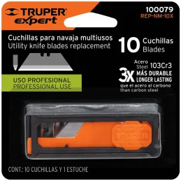 Cuchillas de Repuesto 19mm 10u Navaja Cutters 17027 16950 22400 100850 101101 Truper 100079 Truper-Cuchillas de Repuesto 19mm 10