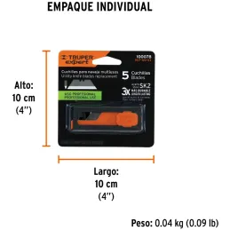 Cuchillas de Repuesto 19mm 5u Navaja Cutters 17027 16950 22400 100850 101101 Truper 100078 Truper-Cuchillas de Repuesto 19mm 5u 