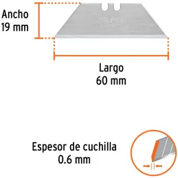 Cuchillas de Repuesto 19mm 5u Navaja Cutters 17027 16950 22400 100850 101101 Truper 100078 Truper-Cuchillas de Repuesto 19mm 5u 