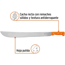 Machetes 22" cacha naranja remachada Truper 15887 Truper-Machetes 22" cacha naranja remachada Truper 15887 Hoja pulida Cacha rec
