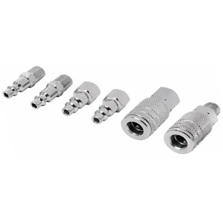  Juego de Acoples y Conectores de Acero Cromado 6 Piezas, Cuerda 1/4 NPT, CORAL-6P 27030 Pretul 15.423729 Juego de Acoples y Con